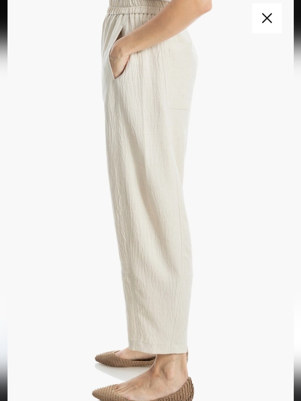 Max Studio Cream Wide-Leg Elastic Waist Pants - Picture 4 of 9